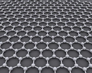 An image depicting graphene with a hexagonal carbon atom configuration.