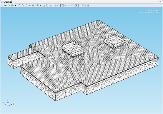 Meshes: Circuit board model with a tetrahedral mesh