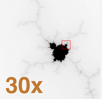 Mandelbrot Set zoomed in 30 times