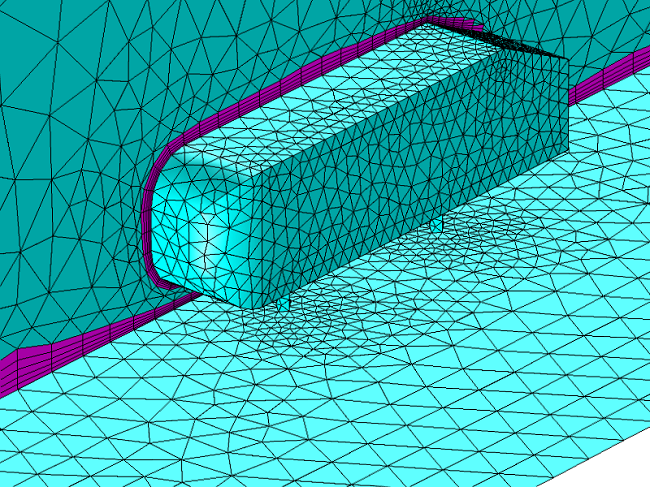 Tetrahedral boundary layer mesh for a 3D volumetric mesh.