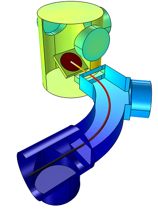 Molecular Flow in an Ion-Implant Vacuum System model simulated using the Molecular Flow Module