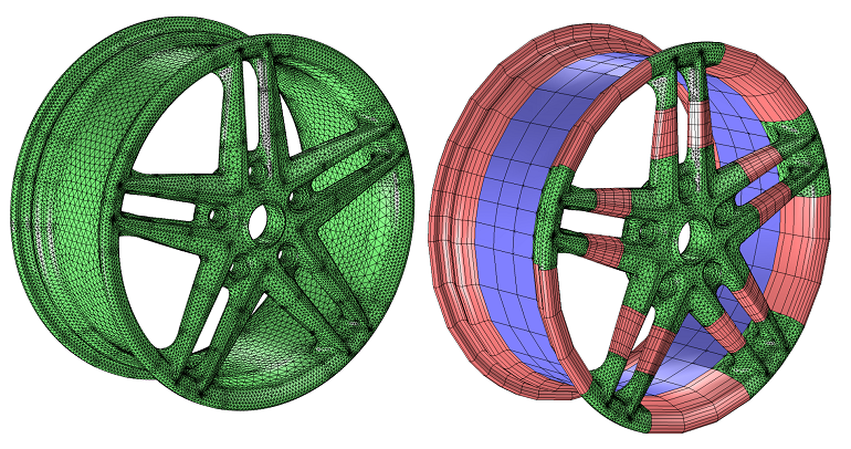 A wheel rim mesh in COMSOL Multiphysics.