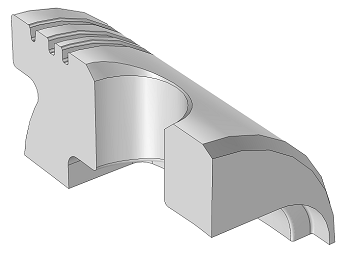 A model of a quarter section of piston geometry