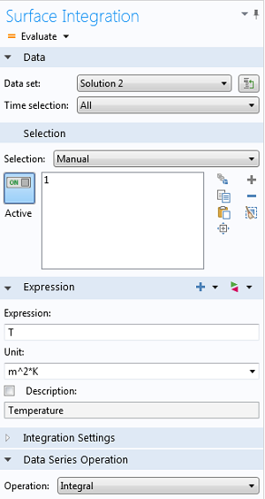 Surface Integration settings window