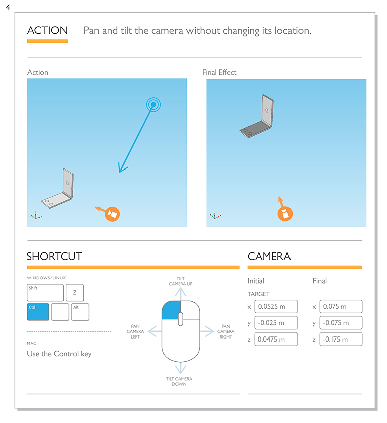 更改相机倾斜和锅的相机快捷方式的图