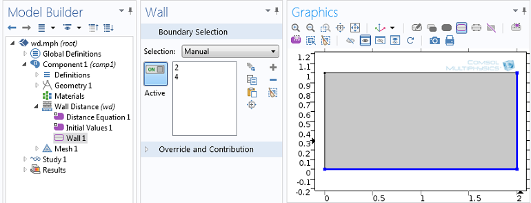 Screenshot of the Wall Distance interface where boundaries can be selected