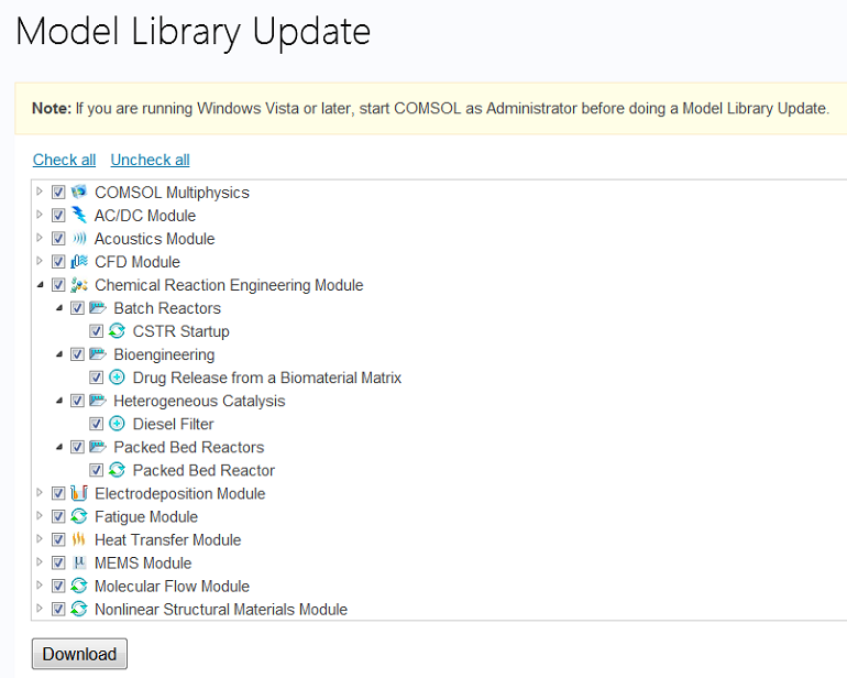 comsol default windows