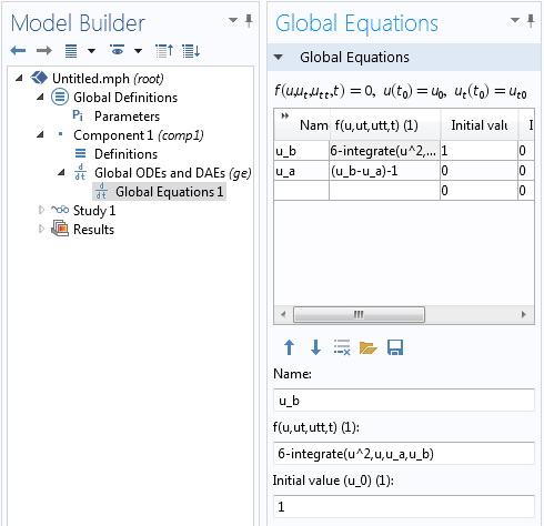 Screenshot of the Global Equations interface to show that another equation is necessary for specifying the upper and lower limits  of the interval