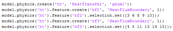 Code that sets up physics for heat transfer and boundary conditions for Heat Flux Boundary