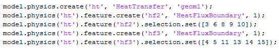 کدی که فیزیک را برای انتقال حرارت و شرایط مرزی برای Heat Flux Boundary تنظیم می کند