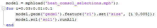 Code that loads a MPH file and runs a for loop on model parts that have been changed