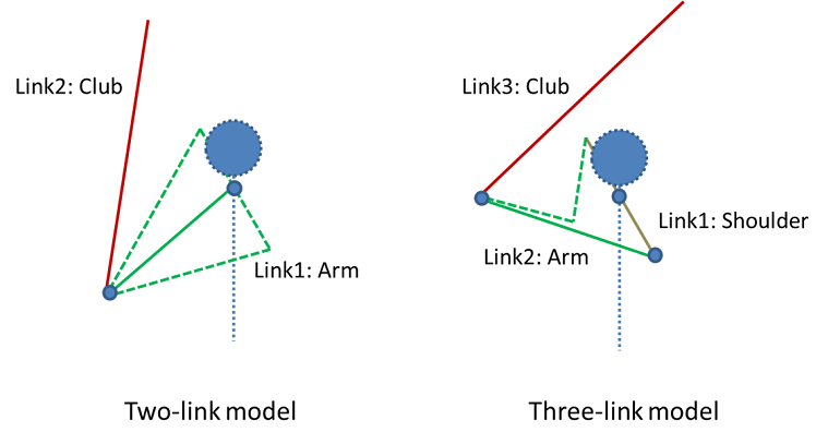 Schematics of both the two-link and three-link swing models