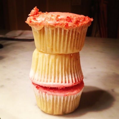 A pink cupcake tower.