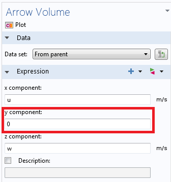 Settings window for arrow components.