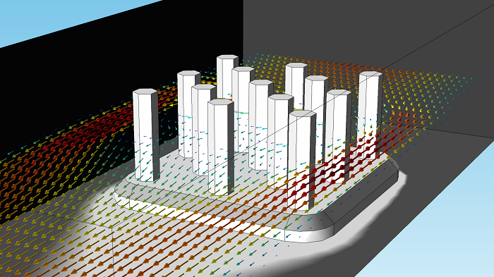 Image shows heat sink after color table has been changed.