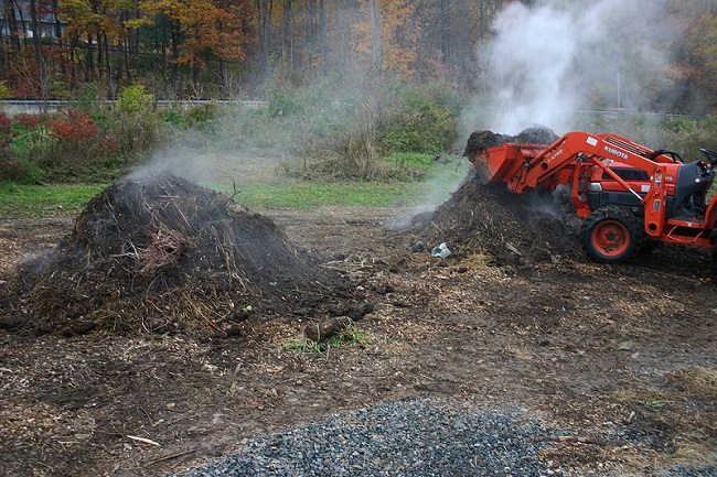 Heat distribution in a hot compost pile.