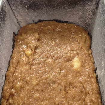 Banana bread batter made with brown sugar.