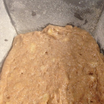 Banana bread batter containing white sugar.