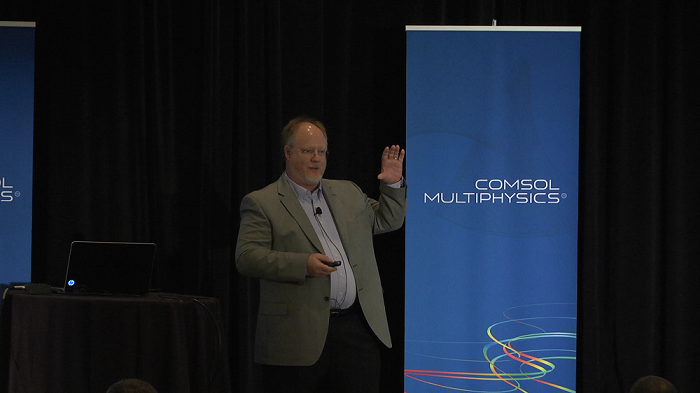 A photo of keynote speaker James D. Freels at COMSOL Conference 2014 Boston.