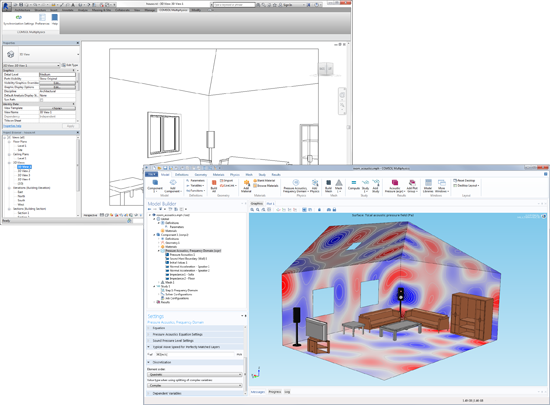 مدل آکوستیک اتاق با استفاده از LiveLink™ برای Revit® ایجاد شده است.