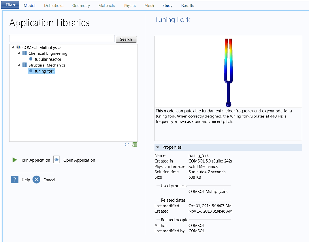 Application Libraries screen.