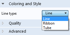The Line type drop-down list in COMSOL Multiphysics.