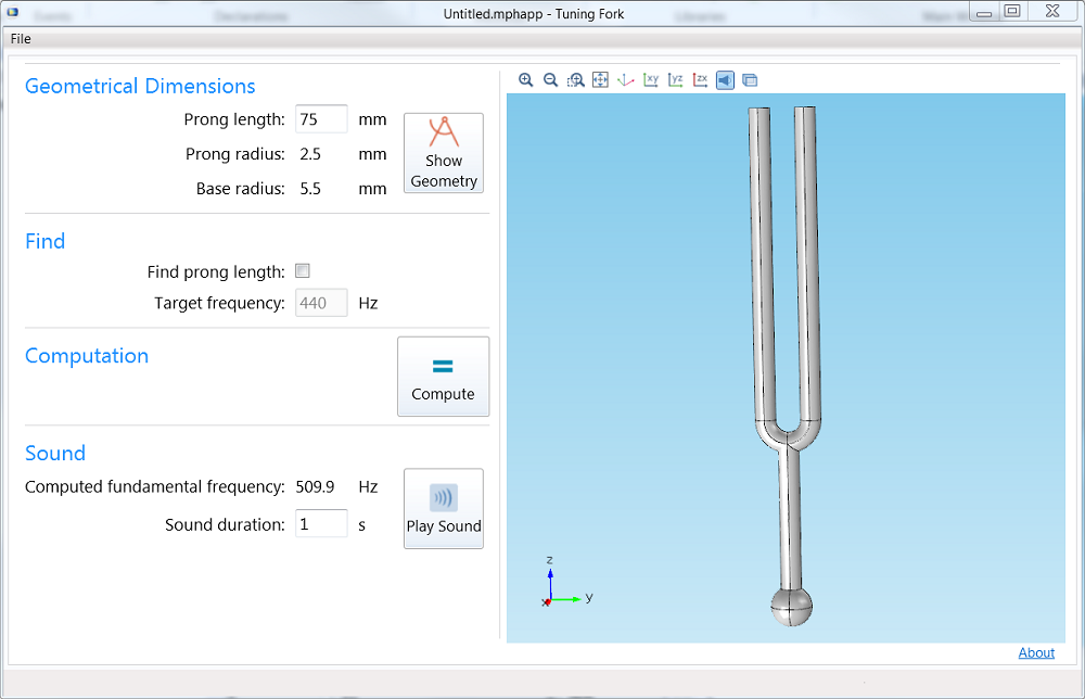 Running the Tuning Fork application.