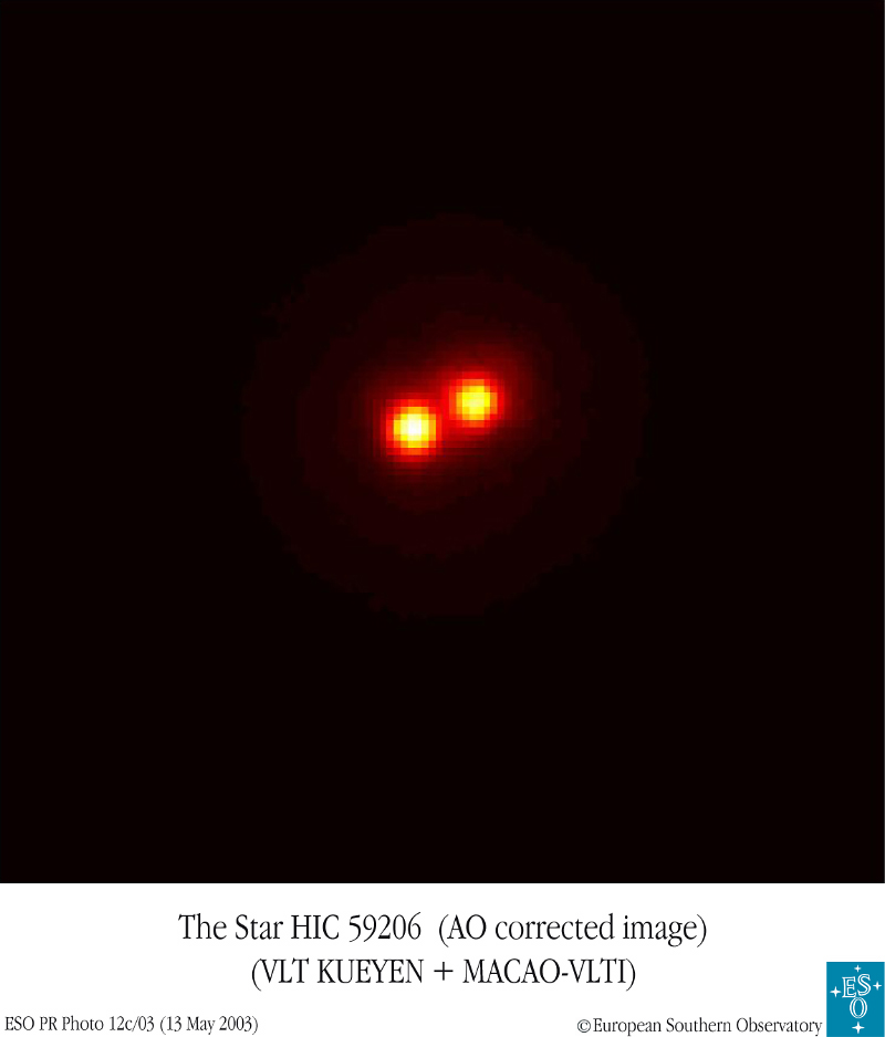 عکسی از ستاره HIC59206 که توسط تلسکوپ Very Large تهیه شده است.
