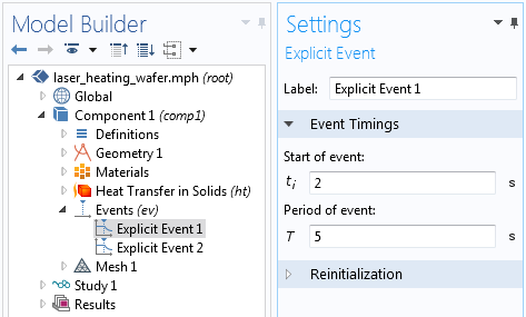 The Explicit Events settings.