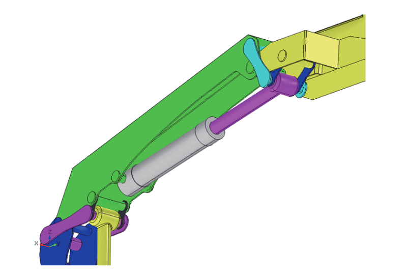 A closer look at the crane link mechanisms.