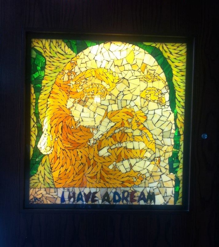 A more contemporary stained glass piece.