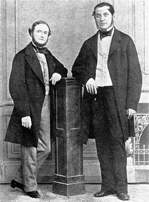 A photo of Bunsen and Kirchhoff.