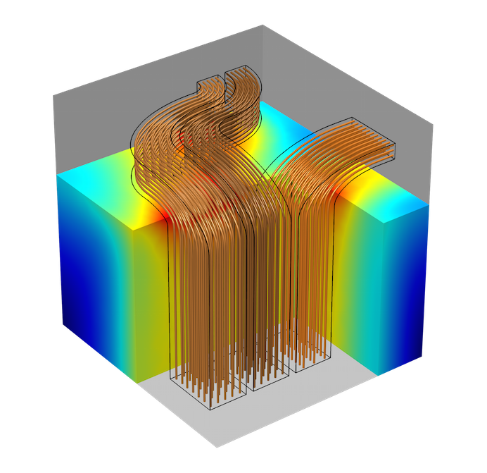 A model of a multi-turn coil.