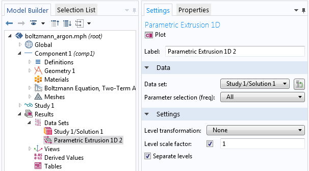 A screenshot showing how to export EEDF data in a simulation.