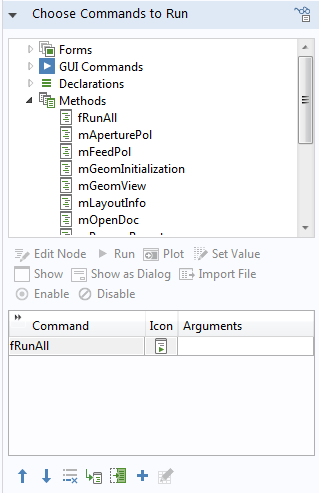 To add preplanned commands, use the Choose Commands to Run section, pictured here.