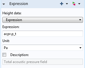 A screenshot showing how to edit the height data expression.