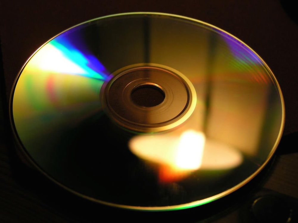 Picture showing diffraction grating on a CD.