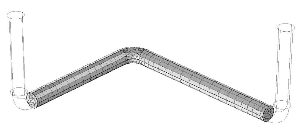 A graphic showing a swept mesh along a pipe domain.