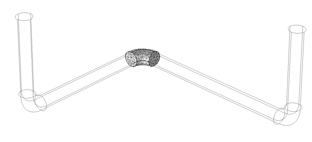 Image showing tetrahedral mesh on a subdomain of a pipe.