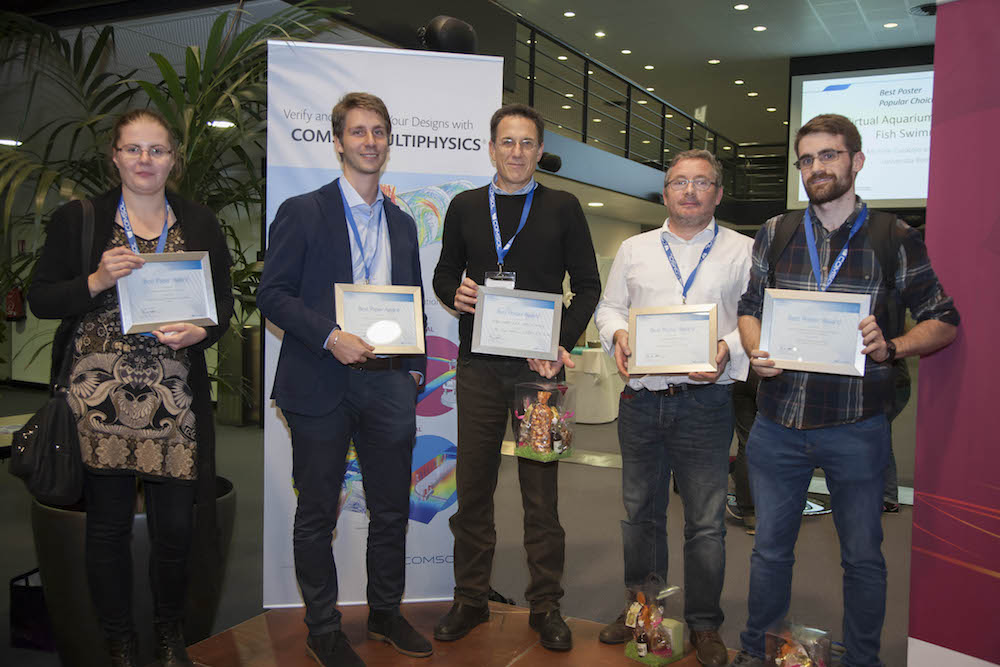 Photo showing the award winners from the COMSOL Conference 2015 Grenoble.