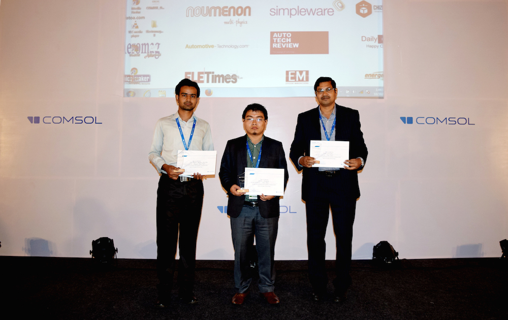 A picture of the Best Paper and Best Poster award winners at the COMSOL Conference 2015 Pune.