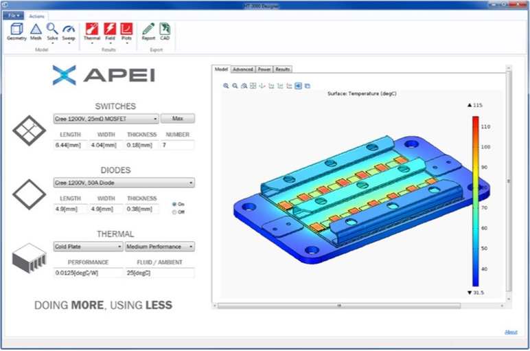 Screenshot showing the Wolfspeed simulation app.