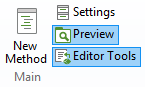 The Editor Tools option in the Application Builder.