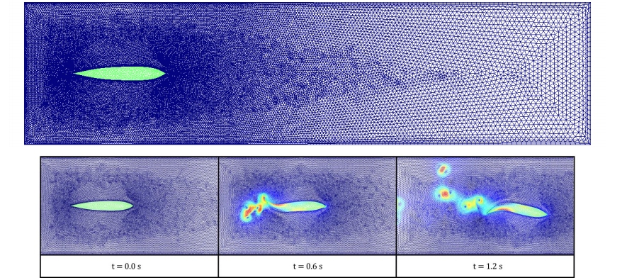 An image of the meshes used to analyze the swimming patterns of fish.