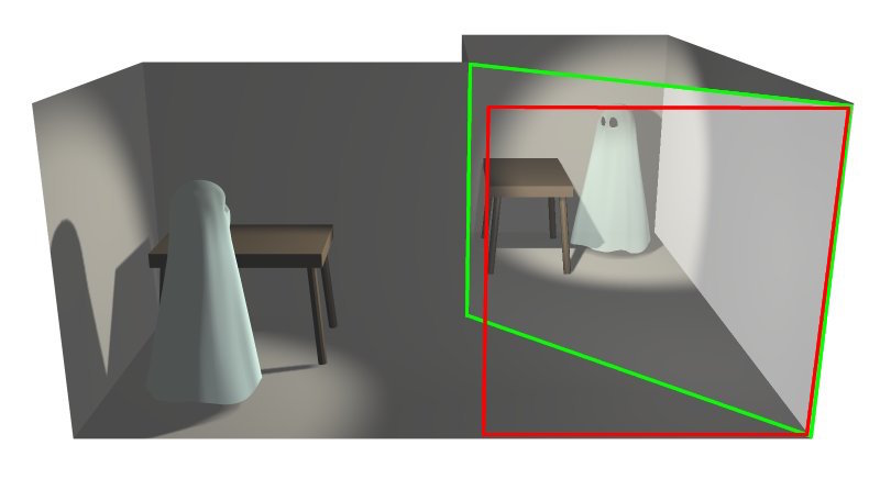 Schematic illustrating a simple Pepper's Ghost illusion.