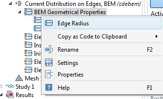 A screenshot showing how to set the edge attribute in the BEM Geometrical Properties feature.