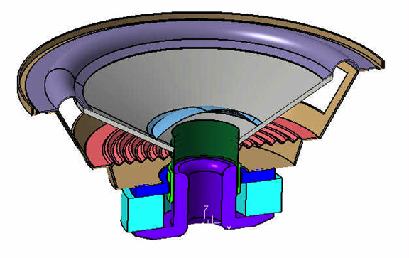 A portion of a CAD loudspeaker model.