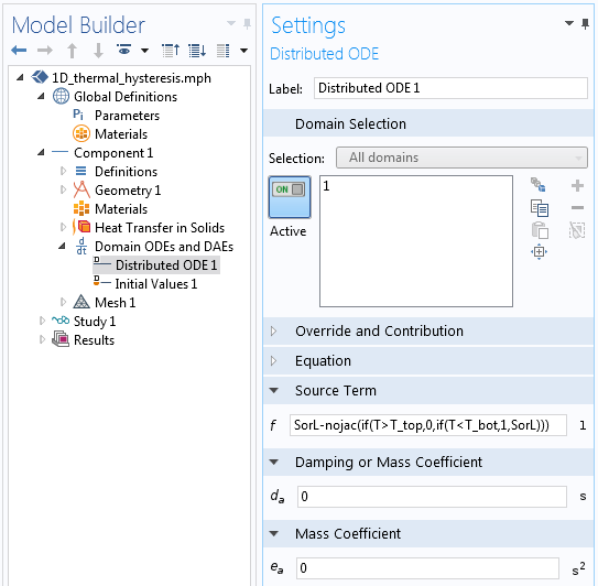A screenshot showing the Source Term settings.
