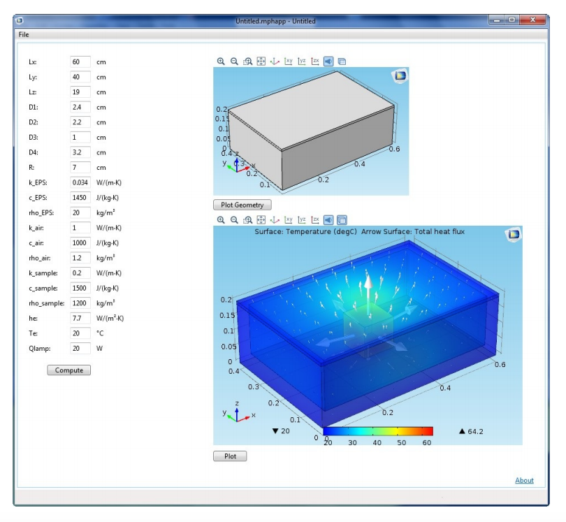 A 3D heating simulation app, one example of using the Application Builder as a tool for teaching students.