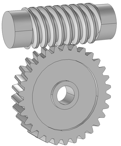 A schematic utilizing worm and wheel, an available modeling node for connecting various types of gears in COMSOL Multiphysics.